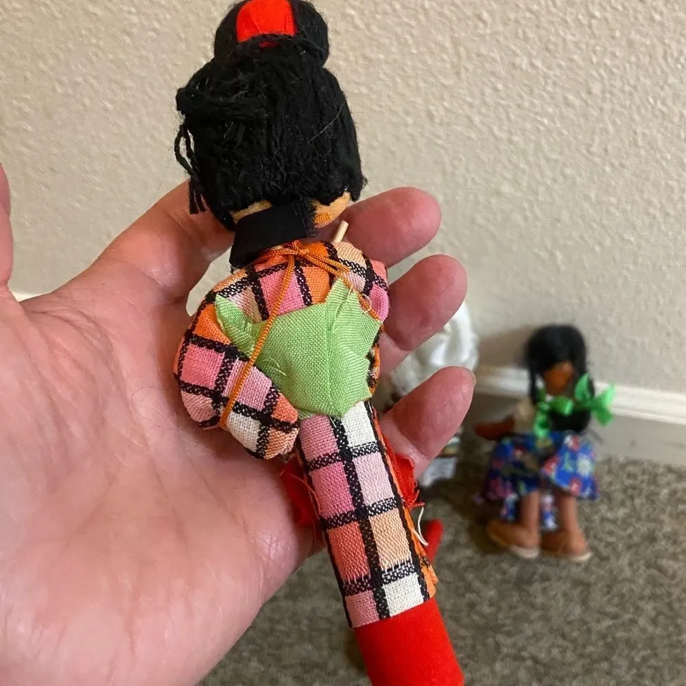 Handcrafted Multicultural Doll Set with Red Maraca - Kids Toys And Home Decor